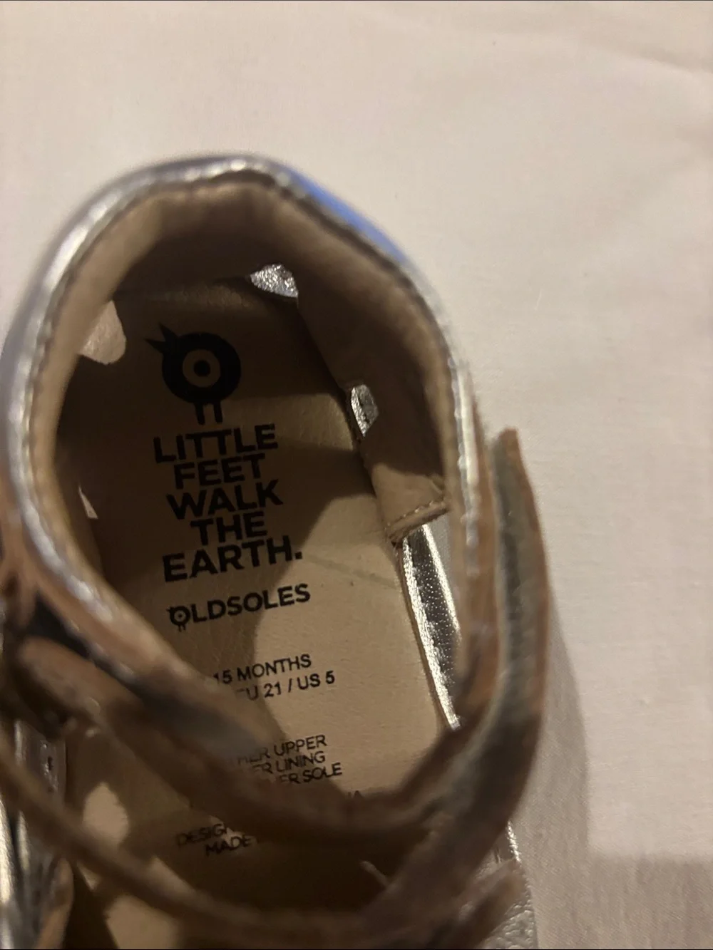 NWOT Old Soles Silver Cat-Accent Baby Sandals